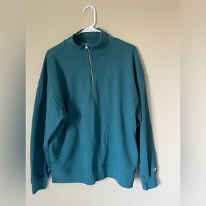 Champion vintage Men's teal/green quarter Zip-Up Sweater NWOT Size medium Y2K